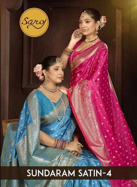 Sundaram Satin Vol 4 By Saroj Satin Silk Bulk Wedding Wear Saree Orders In India
